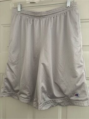 Champion White Mesh Athletic Shorts with Small Logo